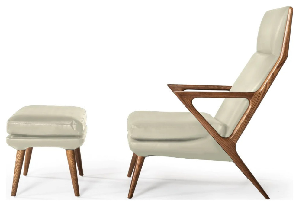 Andrew Modern Beige Lounge Chair and Ottoman   Midcentury   Armchairs And Accent Chairs   by Rustic Home Furniture Deco  Houzz