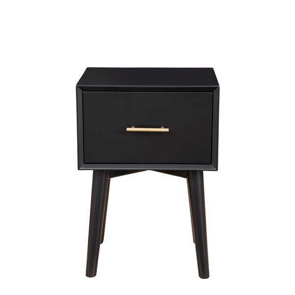 End Table with 1 Drawer and Angled Legs， Black