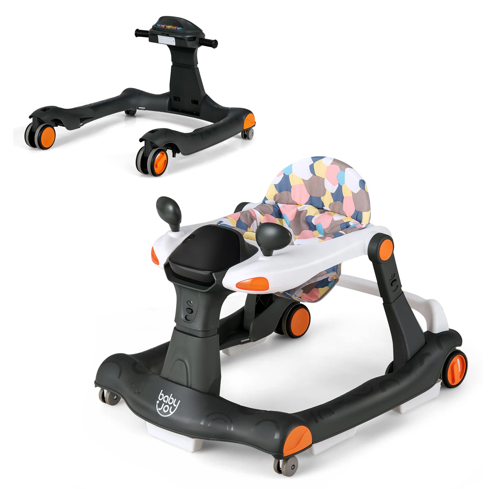 2-in-1 Foldable Baby Activity Walker with Adjustable Height & Speed