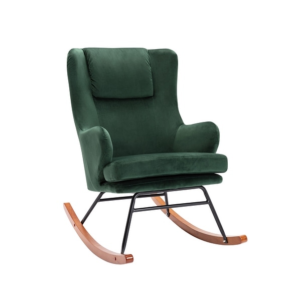 Porthos Home Dax Rocking Accent Chair， Velvet， Rubber Wood and Steel Legs