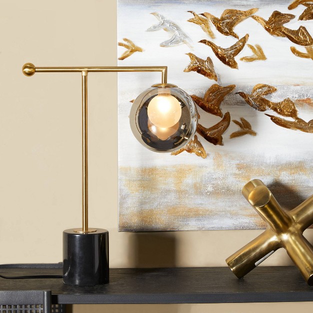 X 6 quot Metal Orb Desk Lamp With Marble Base Silver Olivia amp May