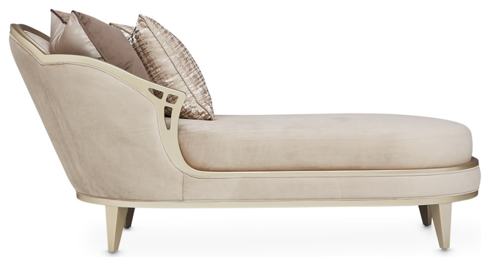 Villa Cherie Velvet Chaise   Porcini/Hazelnut   Contemporary   Indoor Chaise Lounge Chairs   by Michael Amini  Houzz