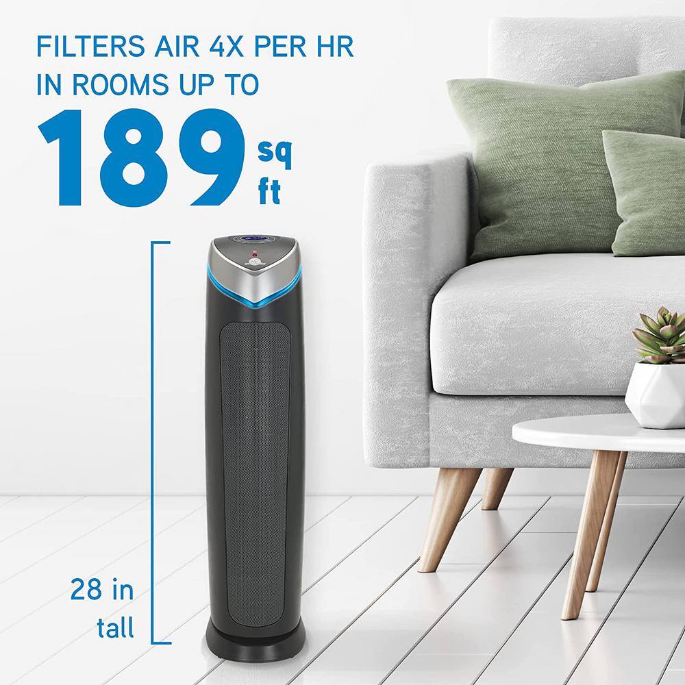 GermGuardian 5-in-1 Air Purifier with True HEPA filter UV Sanitizer for Medium Rooms up to 189 Sq Ft Black AC5250PT