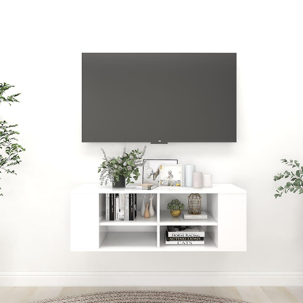 Wall-mounted Tv Cabinet White 102x35x35 Cm Engineered Wood