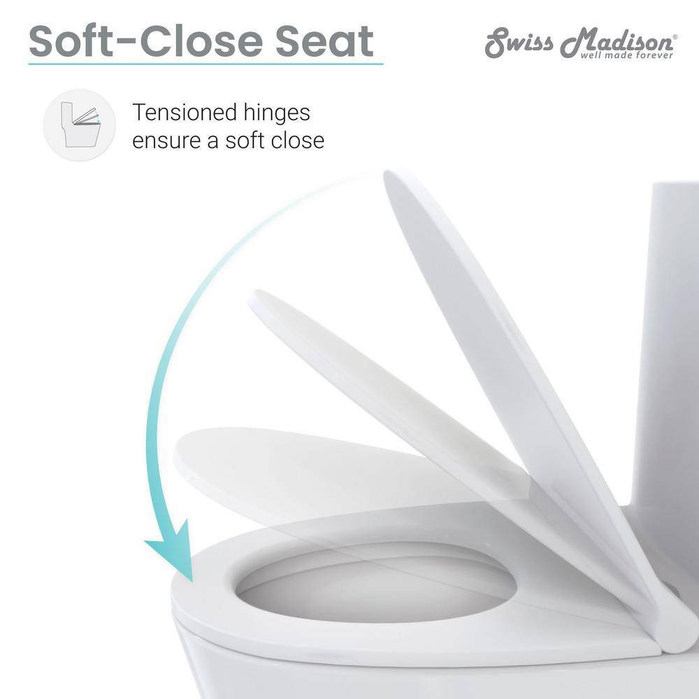 Swiss Madison Sublime III 1-piece 0.951.26 GPF Dual Flush Round Toilet in White Seat Included SM-1T271