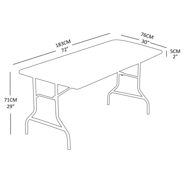 Molded Plastic Top Folding Table， 6'W， Gray Granite