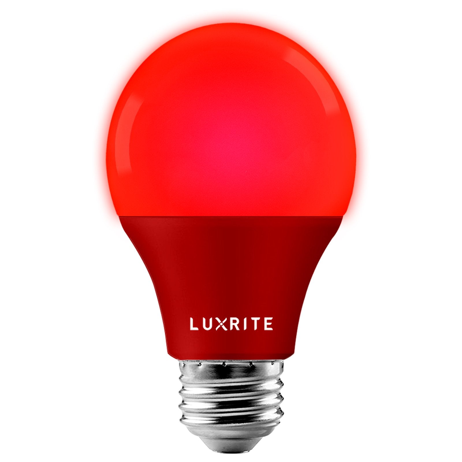 Luxrite A19 LED Red Light Bulbs， 60W Equivalent， UL Listed， E26 Base， Indoor Outdoor， Event， Home Lighting