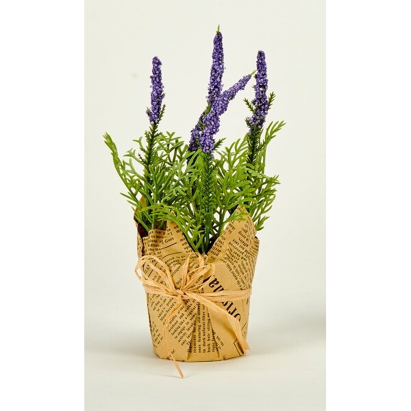 8 Artificial Lavender in 2.5 Pot w/ Newspaper，Set of 2