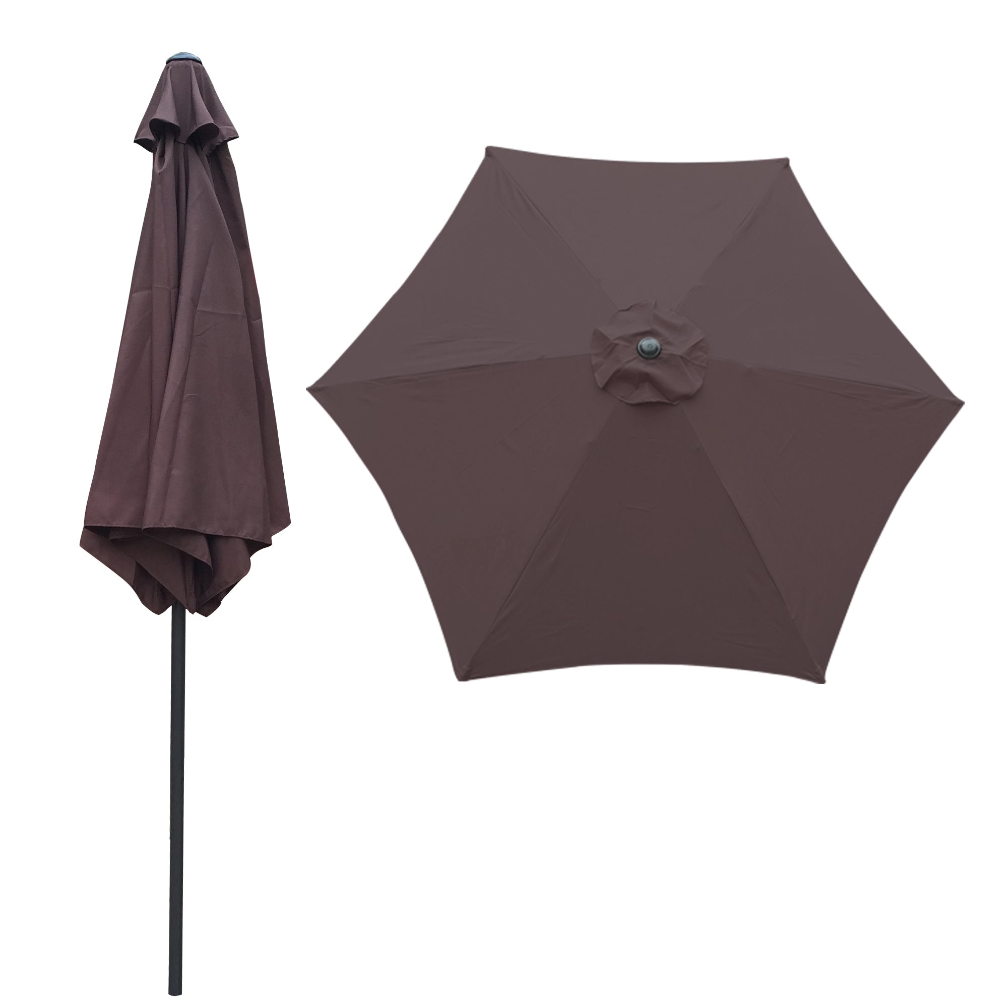 9ft Outdoor Umbrella Patio Market Table Umbrella Garden Umbrella with Push Button Tilt and Crank, 6 Sturdy Ribs, Coffee Market Umbrellas for Garden, Deck, Backyard and Pool