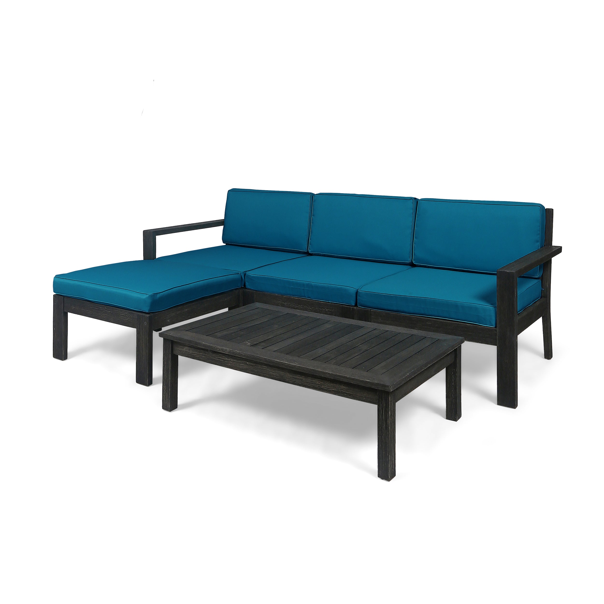 Makayla Ana Outdoor 3 Seater Acacia Wood Sofa Sectional with Cushions