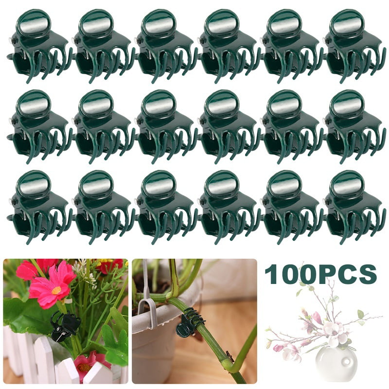 100PCS Plant Support Clips Garden Ulable Orchid Stem Clips Flower Spike Clips