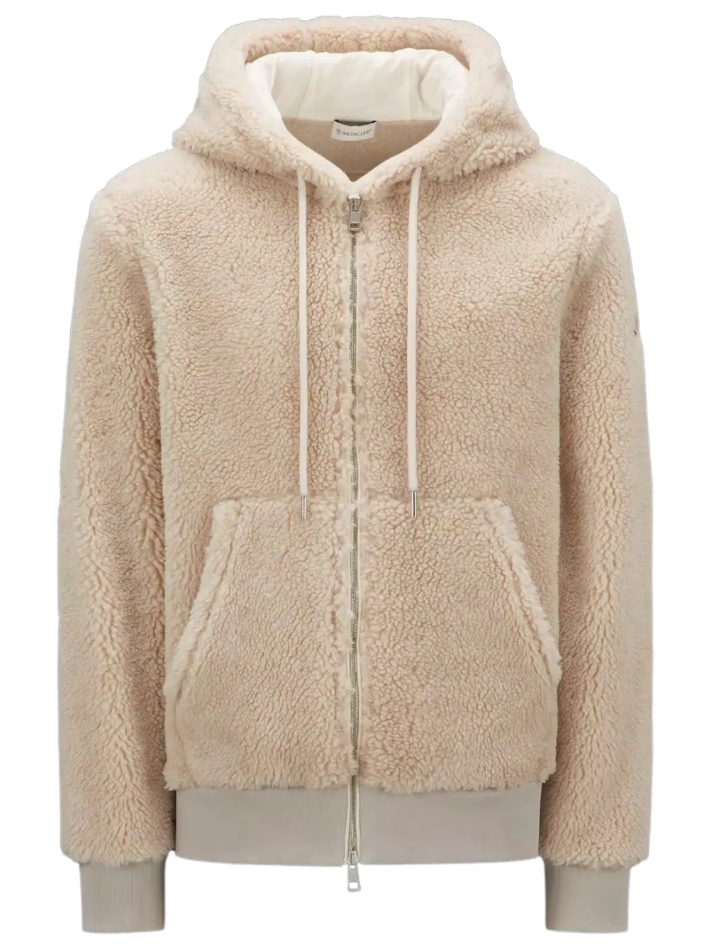 MONCLER Teddy Zip-Up Hoodie Beige