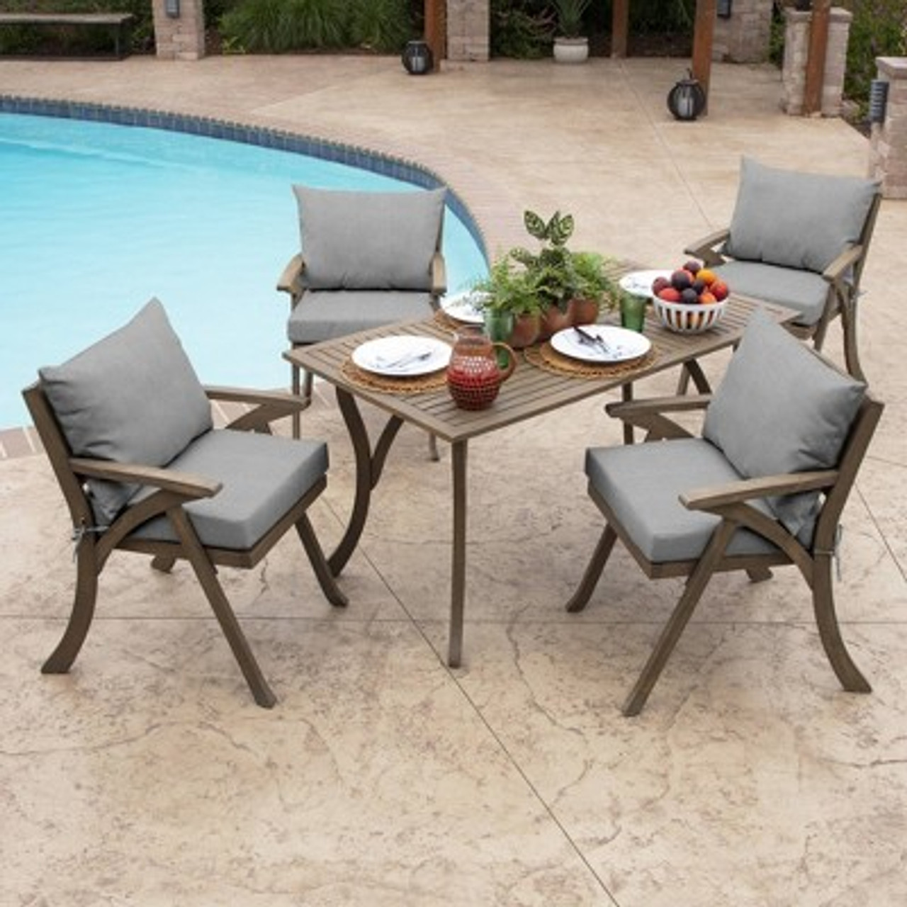 Arden Selections Outdoor Dining Chair Cushion Set Valencia Woven Paloma