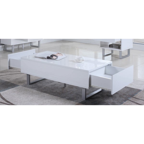 Coffee Table with 2 Drawers in White