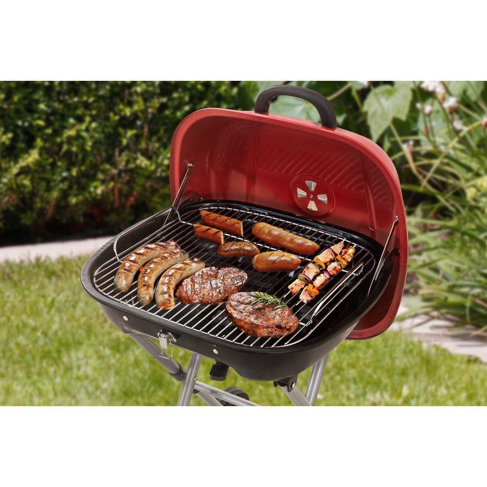 PRIVATE BRAND UNBRANDED Portable Charcoal Grill in Red with Charcoal Tray and Grate 110702001