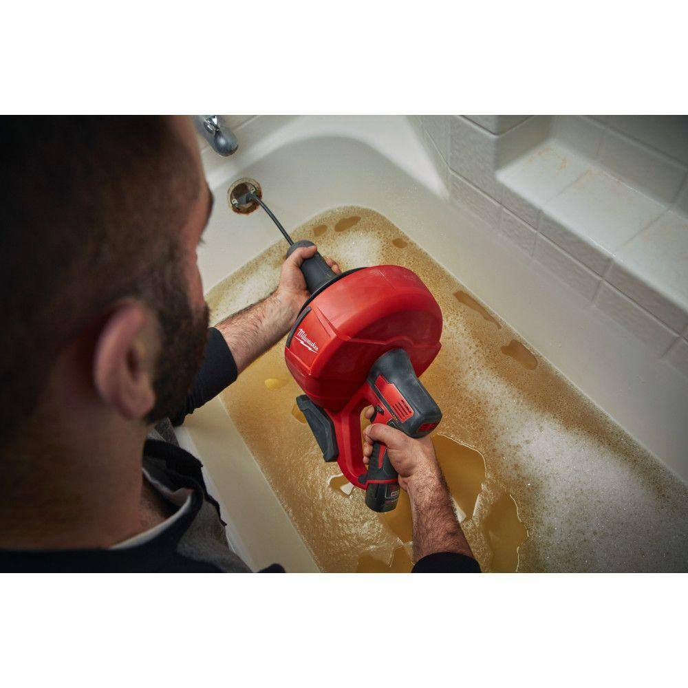 MW M12 12V Lithium-Ion Cordless Auger Snake Drain Cleaning Kit with M12 HACKZALL Reciprocating Saw 2571-21-2420-20