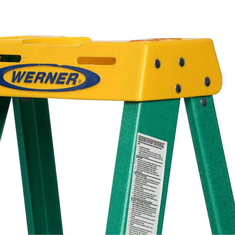 Werner 4 ft. Fiberglass Step Ladder with Yellow Top 225 lb. Load Capacity Type II Duty Rating 5904