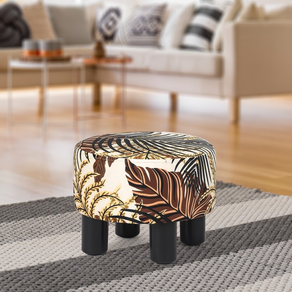 Adeco Round Ottoman Velvet Footrest Stool Modern Padded Seat Footstool