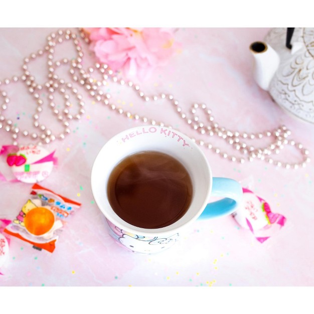 Silver Buffalo Sanrio Hello Kitty Pastel On Rainbow Wide Rim Ceramic Mug Holds 16 Ounces