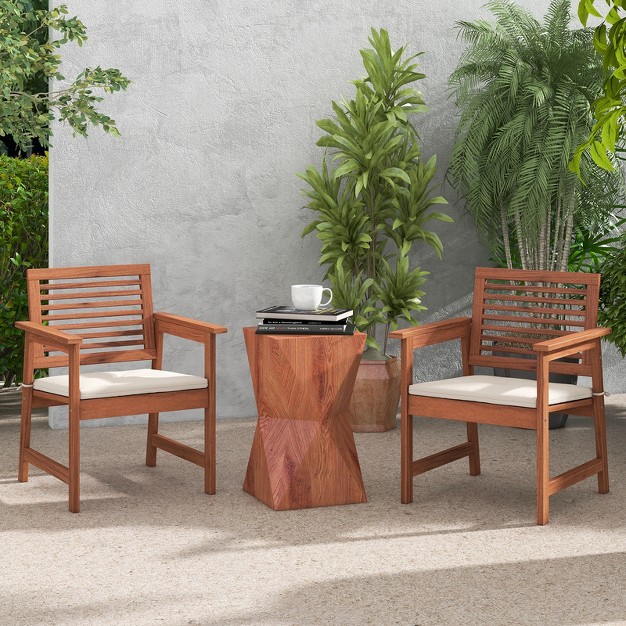 Tangkula Outdoor Hardwood Armchairs Set Of 2 4 Weather resistant Slatted Armchairs W removable Cushions