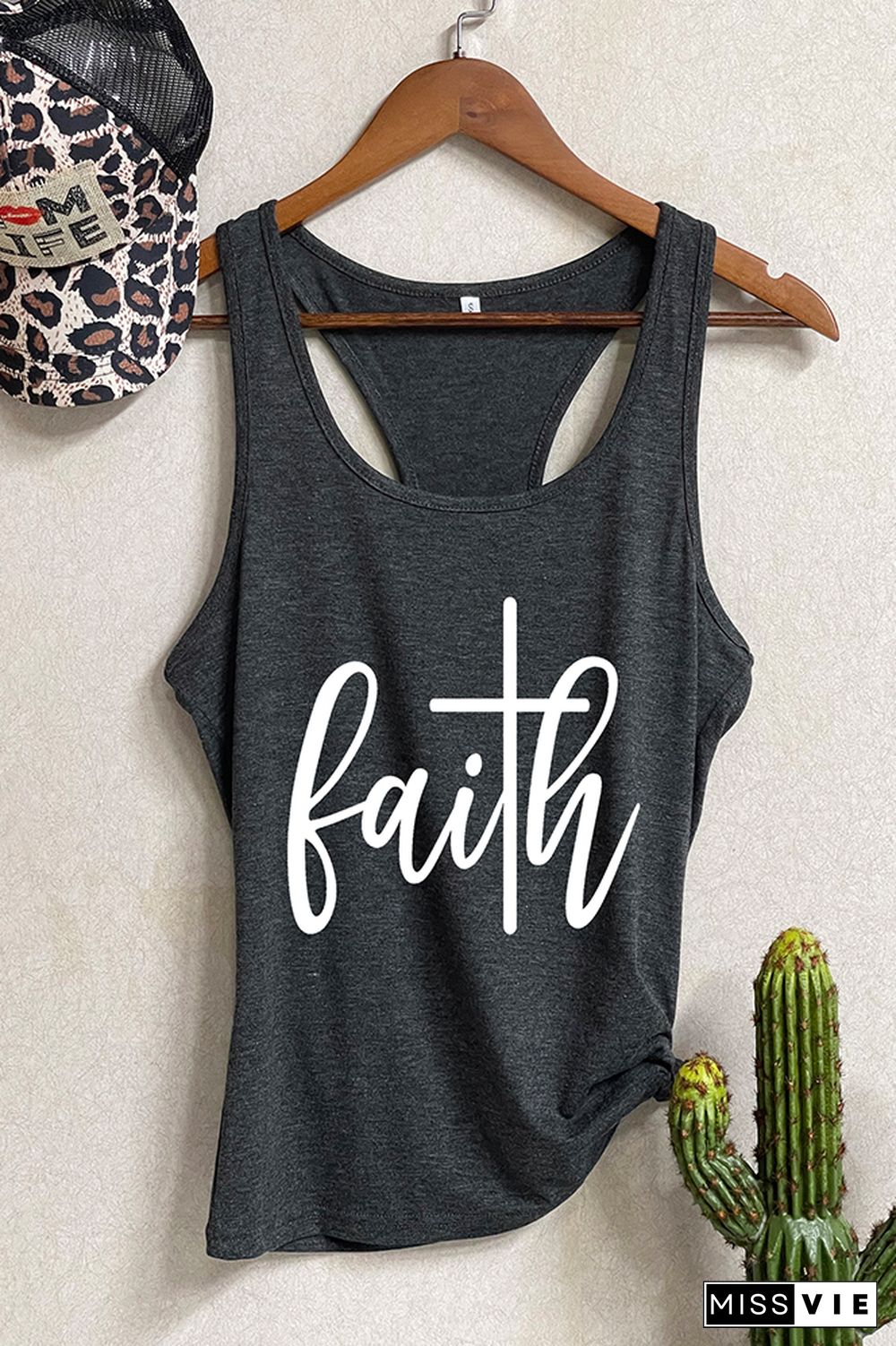 Faith Printed Sleeveless Tank Top Wholesale