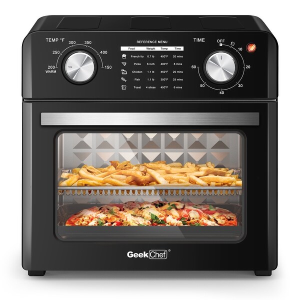 1400 W 4-Slice Stainless Steel Toaster Oven Air Fryer with Bake Tray， Air Basket and Crumb Tray