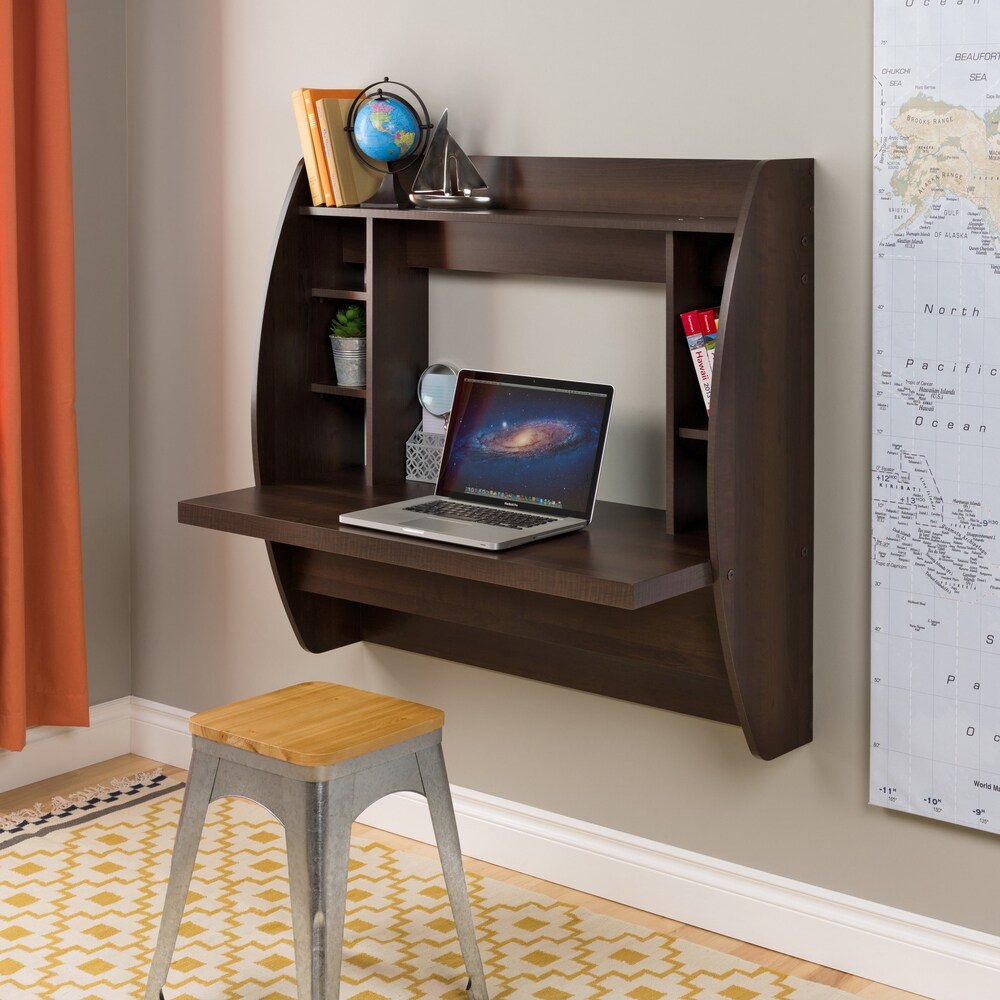 Prepac Floating Desk   Versatile Wall Mounted Desk for Small Spaces  Efficient Computer Desk with Storage