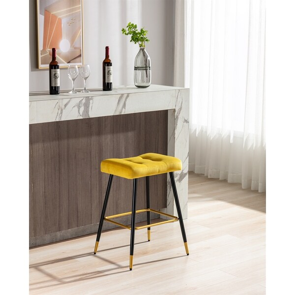 Vintage Stool No Backless Counter Height， Metal Frame is Sturdy and Stable，Sponge Foam Seat Cushion for Bar and Restaurant