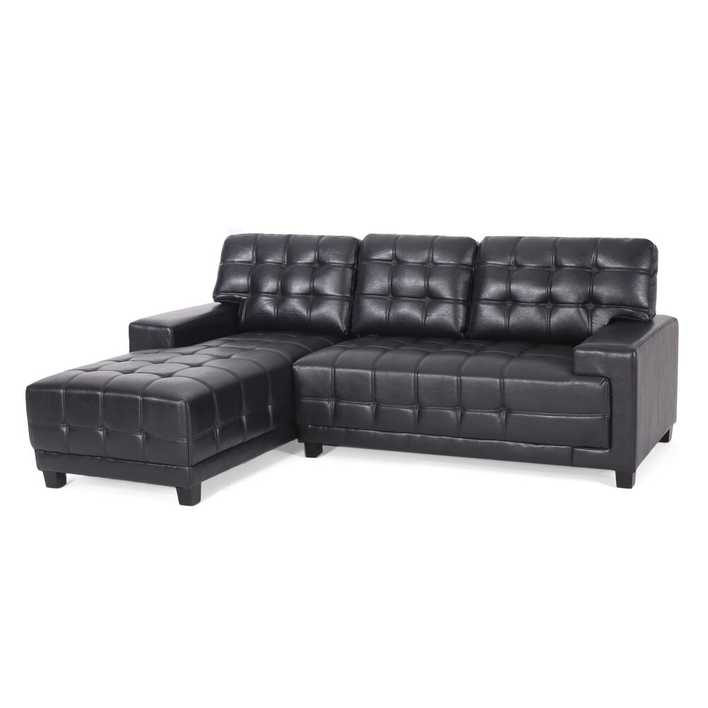 Harlar Faux Leather 3 Seater Sofa and Chaise Lounge Sectional Set by Christopher Knight Home