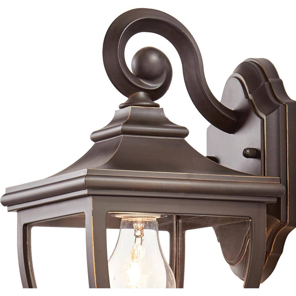 Home Decorators Collection 1-Light Oil-Rubbed Bronze Outdoor 6.5 in. Wall Lantern Sconce with Clear Glass 23461