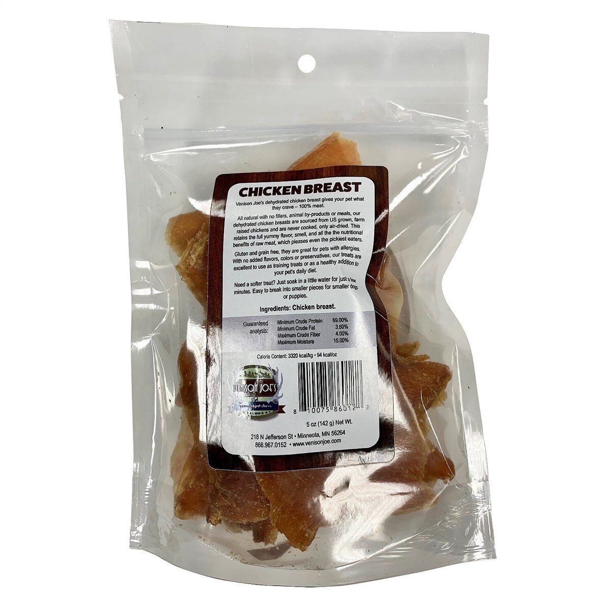 Venison Joe's Single Ingredient Chicken Breast Dehydrated Dog Treat， 5-oz bag