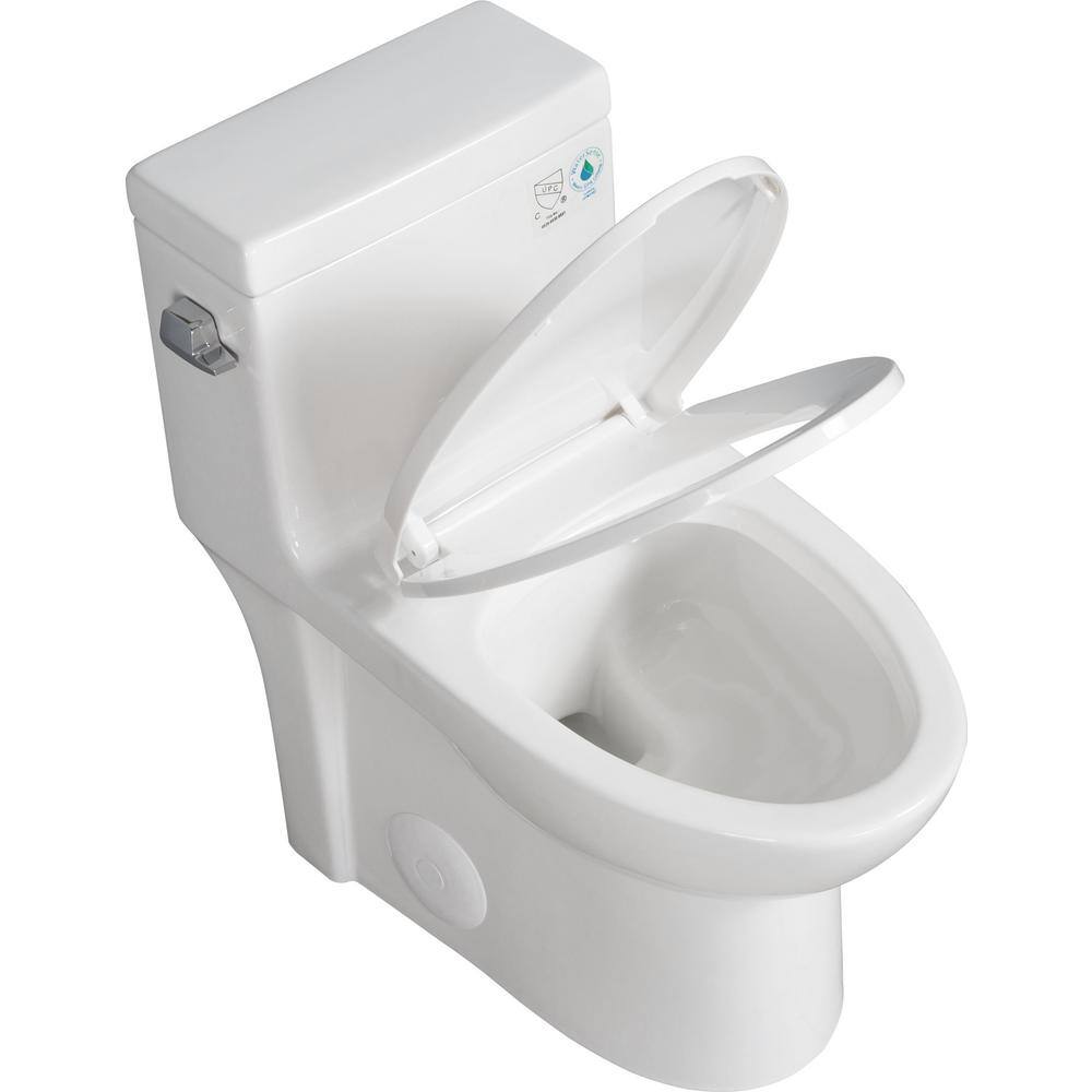 Xspracer 1-Piece 1.28 GPF High Efficiency Siphonic Single Flush Elongated Toilet in Glossy White Soft-Close Seat Included JH-T03-GW