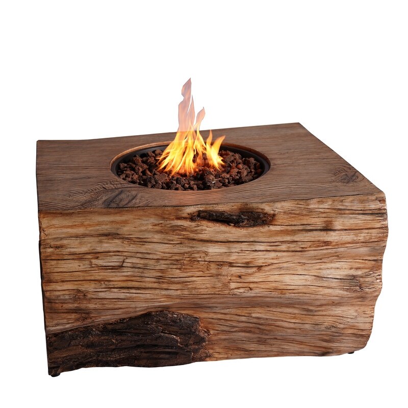 Patio Wood Coating Propane Fire Pit Table   Rectangle