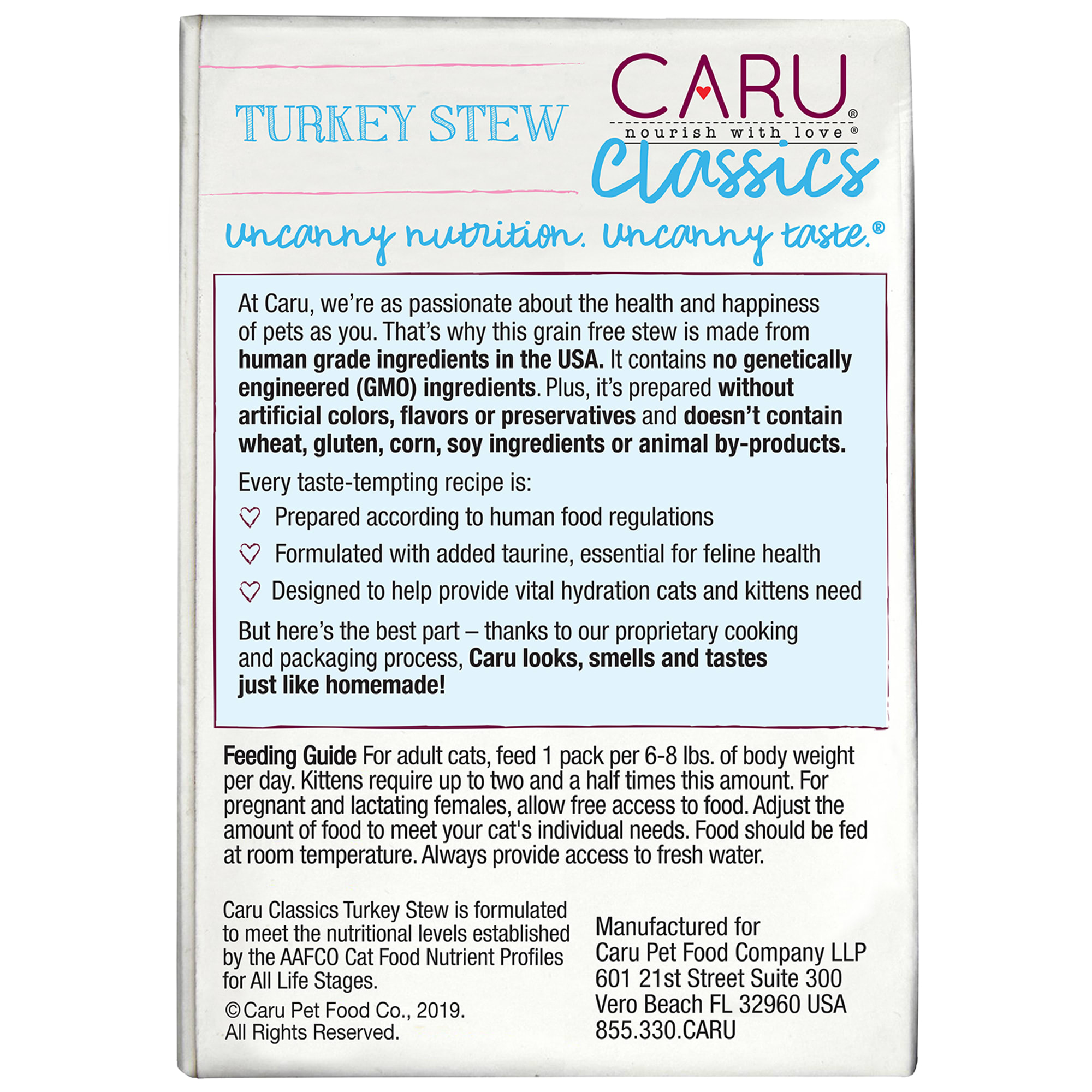 CARU Turkey Stew Wet Cat Food， 6 oz.