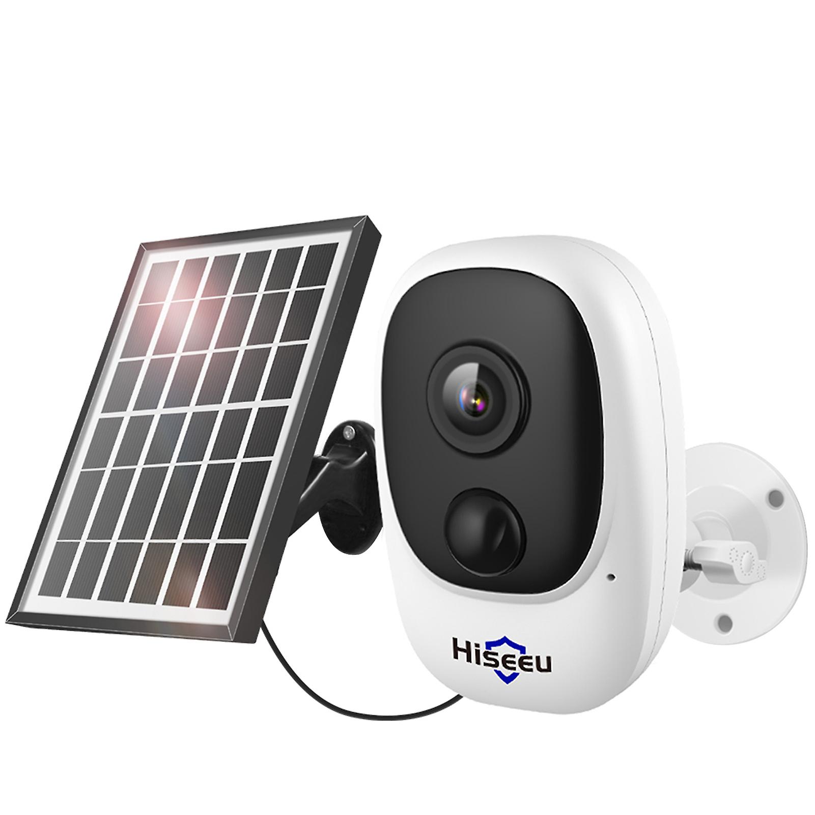 White Solar Security Camera，1080p Wireless Wifi Rechargeable Battery Powered Camera Support Night Vision，motion Detection， 2 way Audio， Ip65 Waterproo