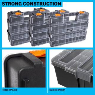 Stalwart 13 in. Gray Polypropylene 3-In-1 Portable Tool Box Organizer with 52 Customizable Compartments 75-TSBS-G-2016