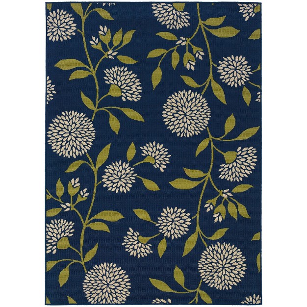 Cozumel Floral Patio Rug Blue green