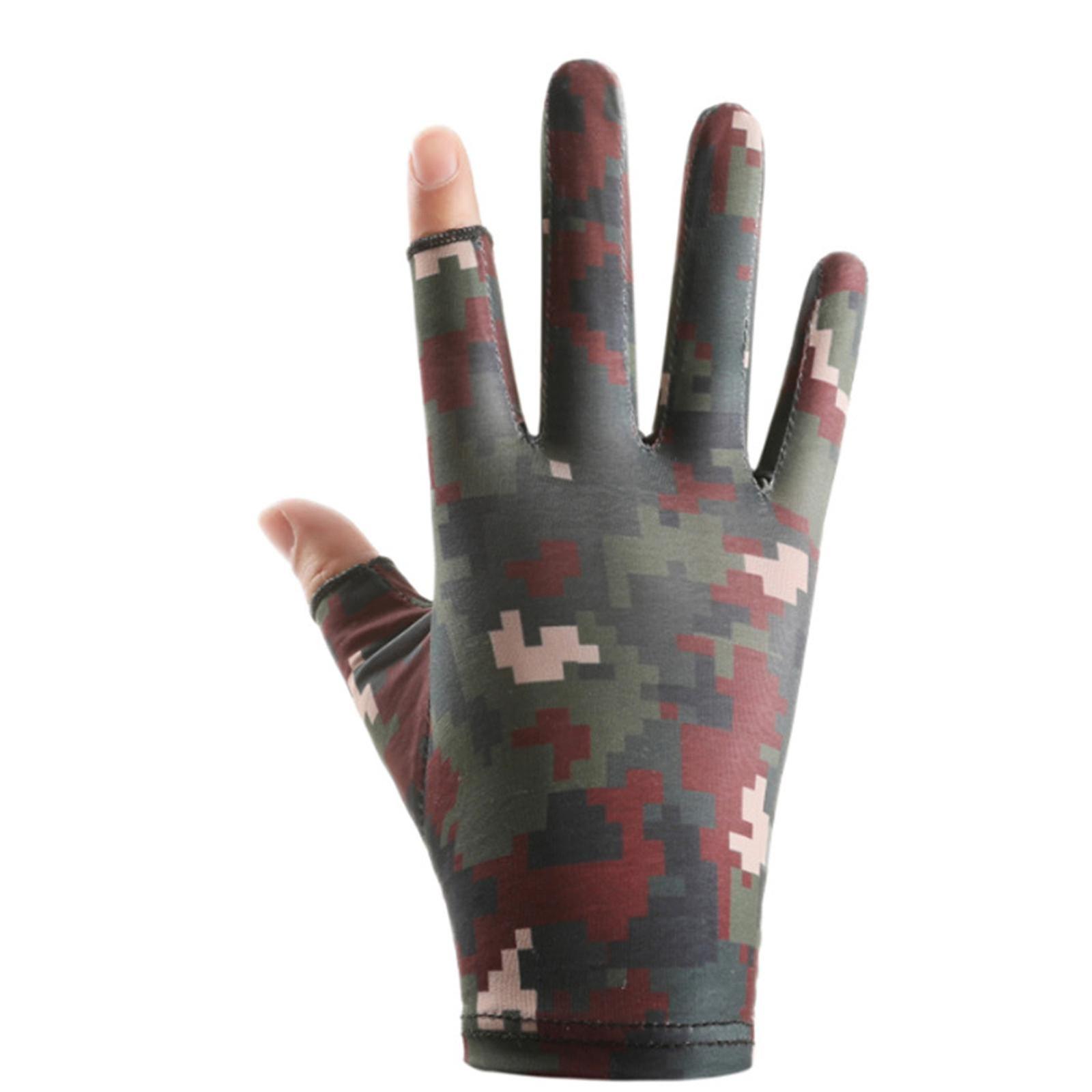 Women Summer Two-finger Exposed Touchscreen Glove Breathable Camouflage Mittens