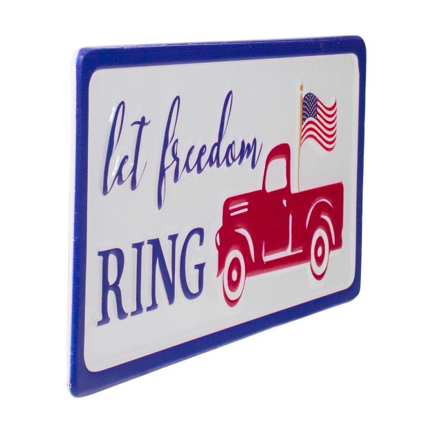 Metal Patriotic quot let Freedom Ring quot Sign With A Flag Wall Decor