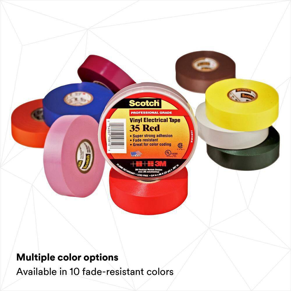 Scotch 34 in. x 66 ft. Gray Vinyl Electrical Color Coding Tape 35 GRAY