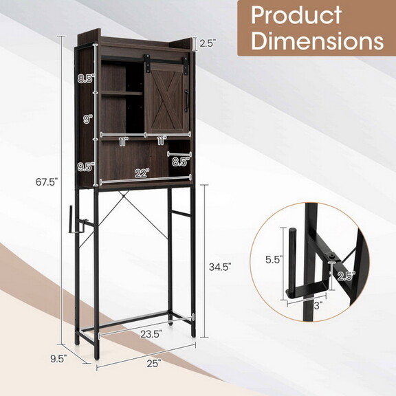 Costway 91476285 4 Tier Multifunctional Toilet Sor...