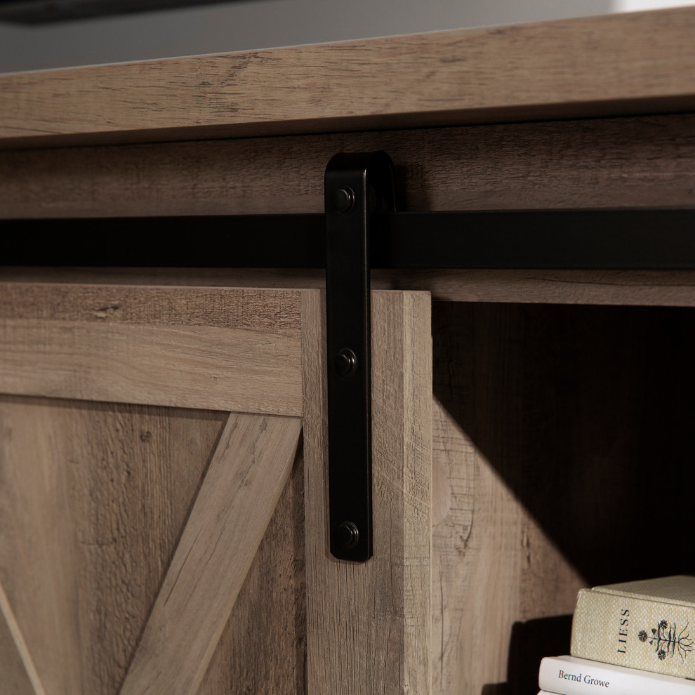 58 quotFarmhouse Sliding Barn Door TV Stand Media Console   Farmhouse   Entertainment Centers And Tv Stands   by Walker Edison  Houzz