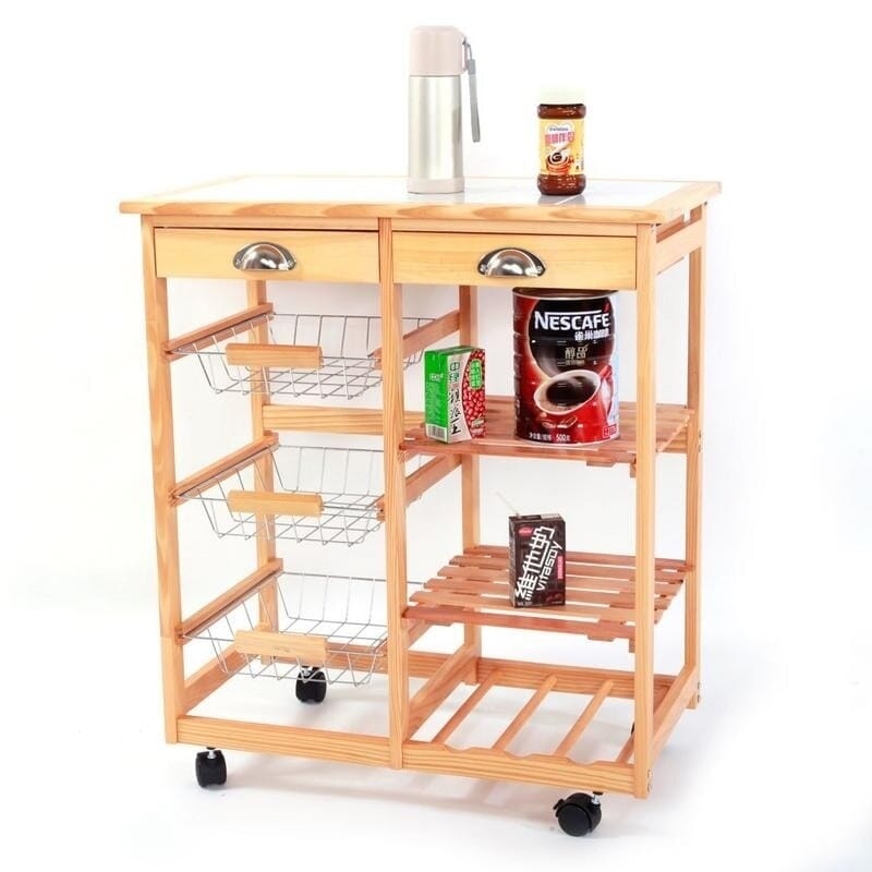 Carson Carrington Dalur Rolling Wooden Trolley Kitchen Cart w/drawers