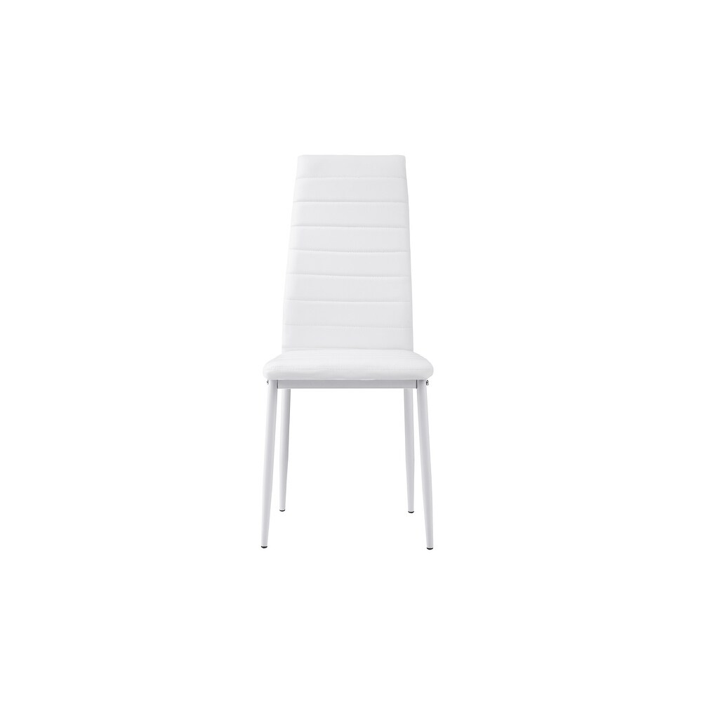 Rosabel White Faux Leather Glass Dining Room Set