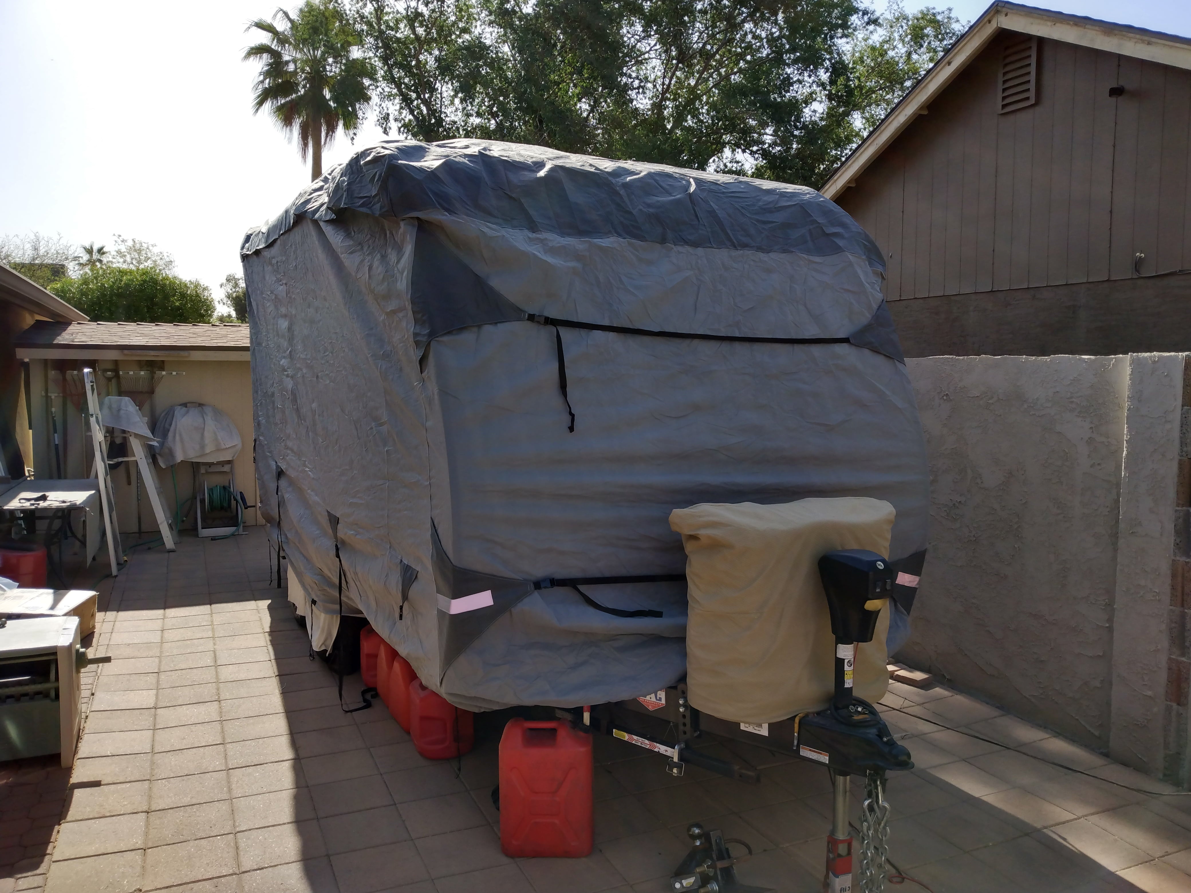 GEARFLAG Travel Trailer RV Cover 4 Layers top Fits 17'-19' Reinforced windproof side-straps Anti-UV water-resistance heavy duty for Trailer RV