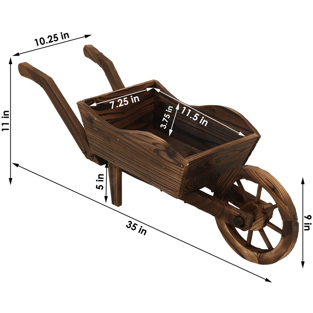 Wooden Decorative Wheelbarrow Garden Flower Planter   35\