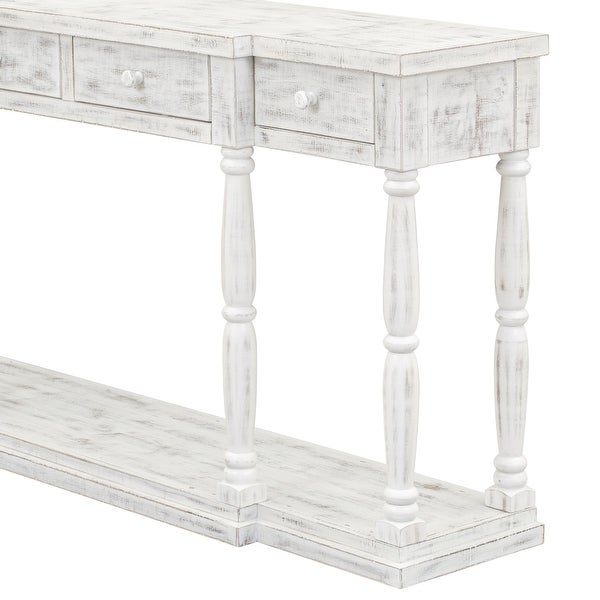 Solid Wood Console Table w/4 Drawers and Shelf for Hallway， Living Room