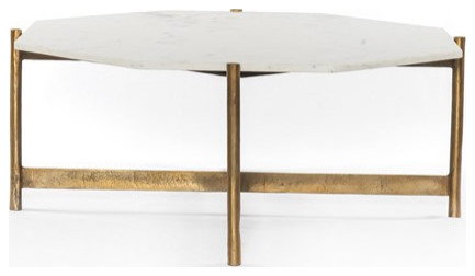 Cairbre Coffee Table Hammered Grey W/Clear Powder Coat  Polished White Marble   Contemporary   Coffee Tables   by Rustic Home Furniture Deco  Houzz