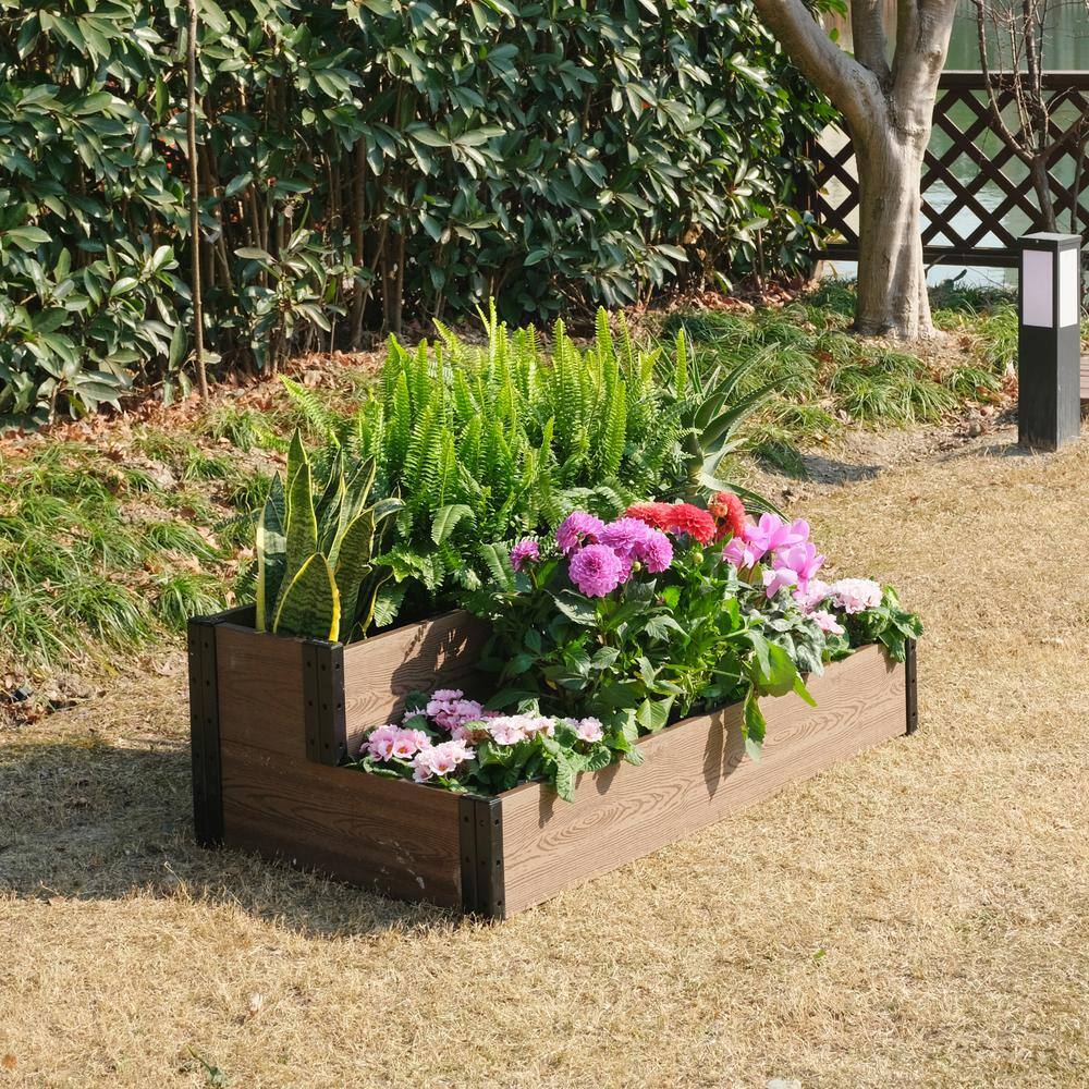 EverBloom 45 in. L x 24 in./12 in. W x 7 in./14 in. H Composite Cascade Wallside Garden Bed R0714C4524