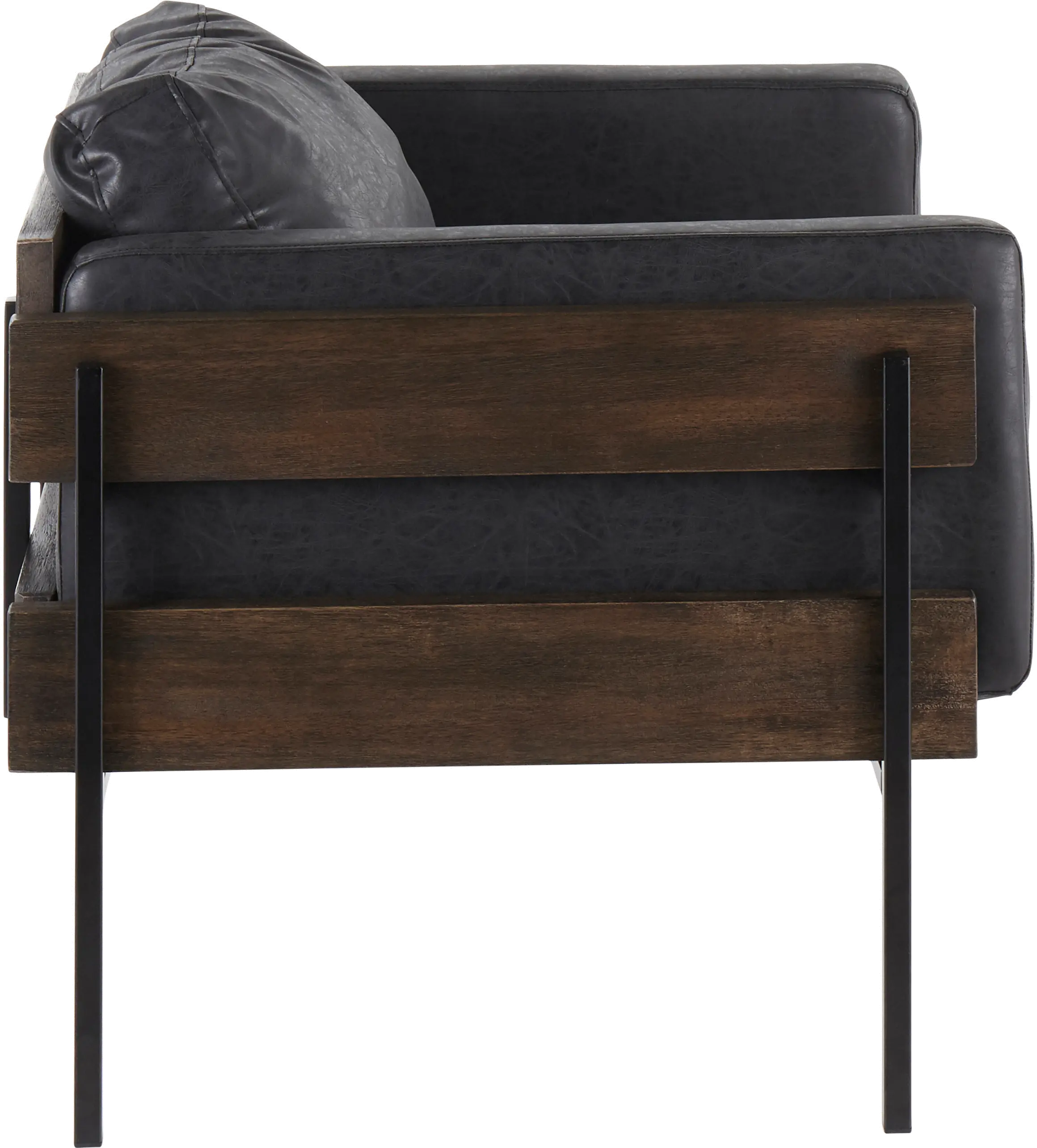 Farmhouse Black Faux Leather Accent Chair - Kari